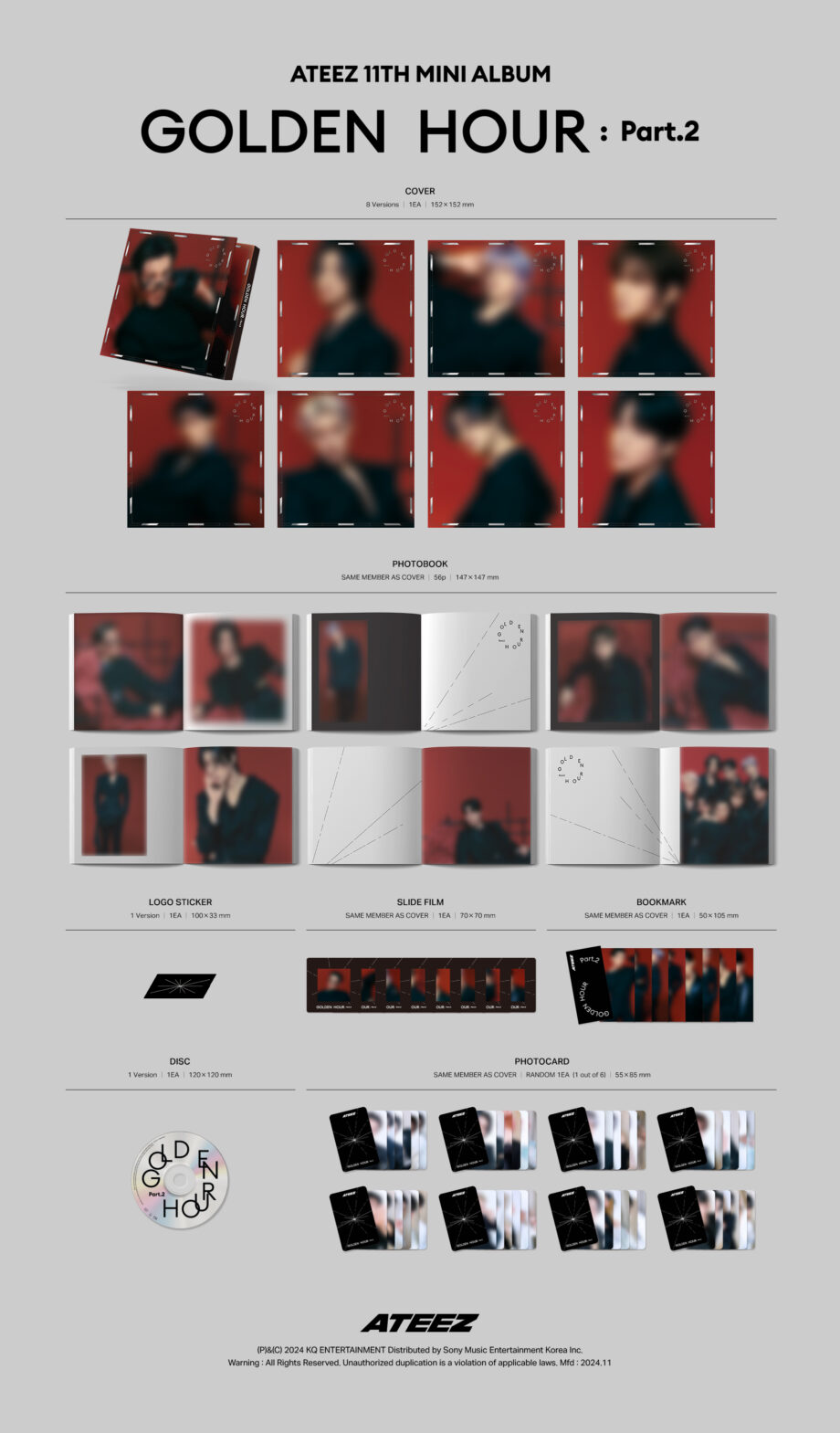ATEEZ - 11th Mini Album [GOLDEN HOUR : Part.2] (Digipack Ver.)