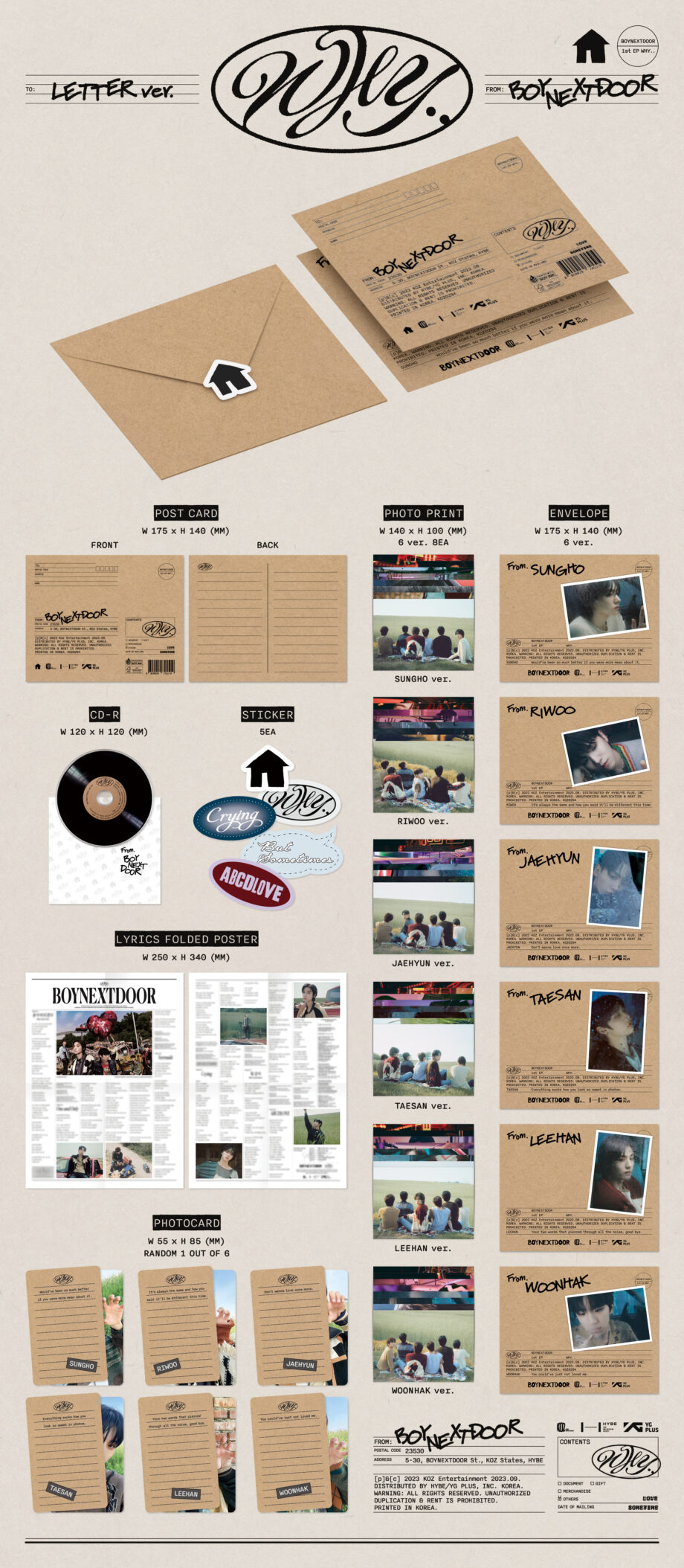 BOYNEXTDOOR - 1ST MINI ALBUM [WHY..] (LETTER Ver.)