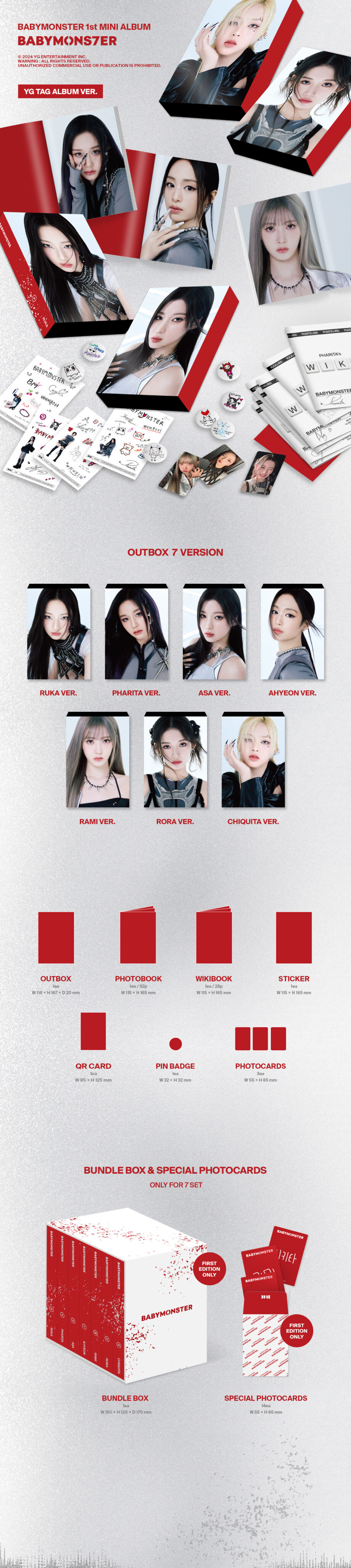 BABYMONSTER - 1ST MINI ALBUM [BABYMONS7ER] (YG TAG ALBUM Ver.)