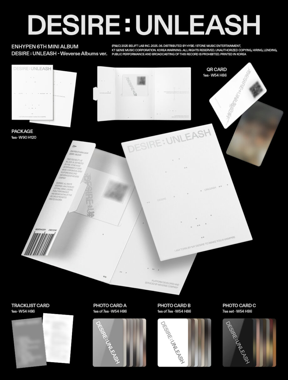 [PRE-ORDER] ENHYPEN – 6th mini album [DESIRE : UNLEASH](Weverse Albums ver.) Cut-off Date:04.June.2025