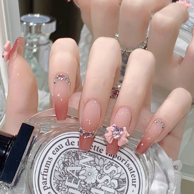 Rosé Ribbon Press-On Nails