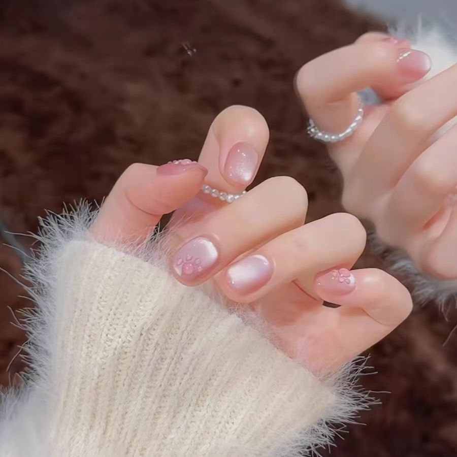 Pink Kitty Paw Press-On Nails